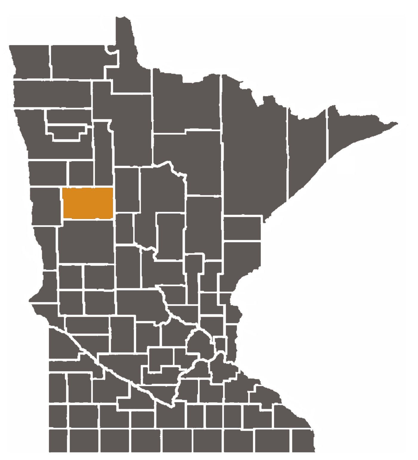 Minnesota map with Backer County Highlighted