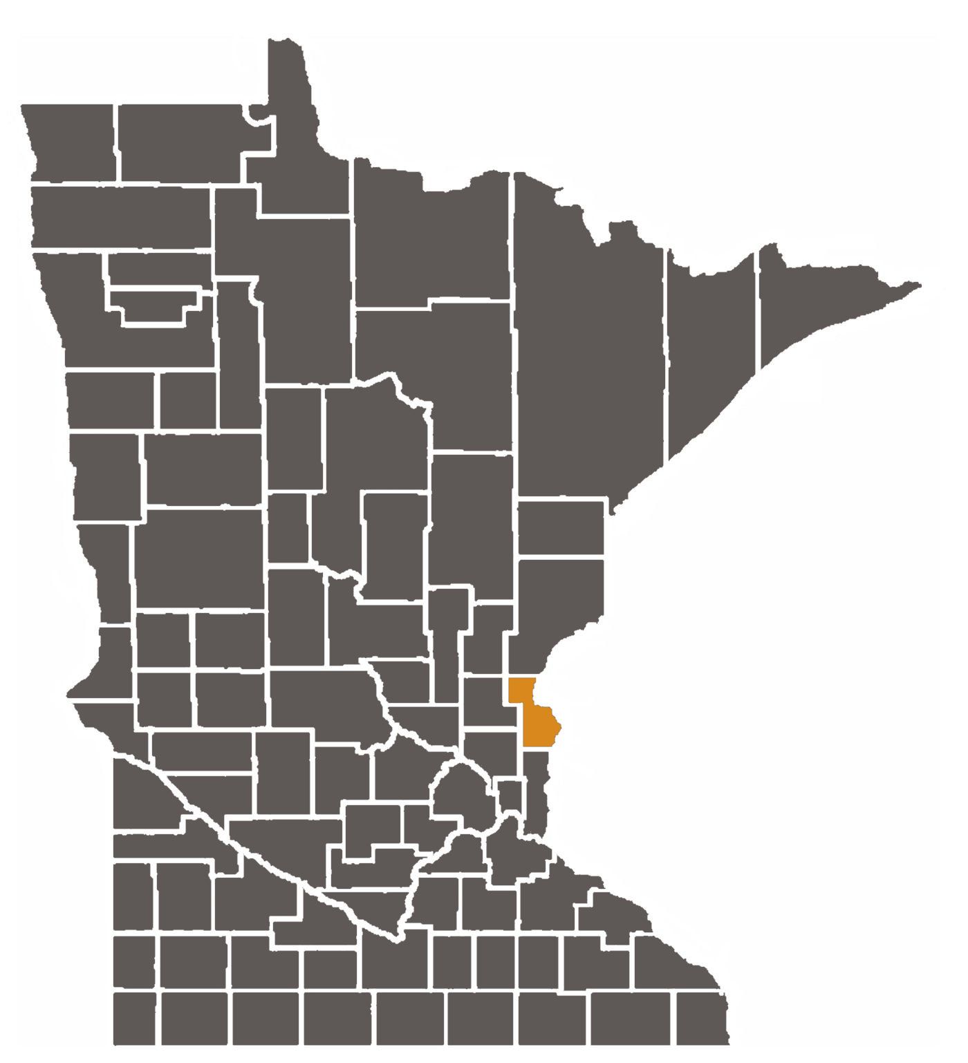 Minnesota map with Chisago County highlighted.