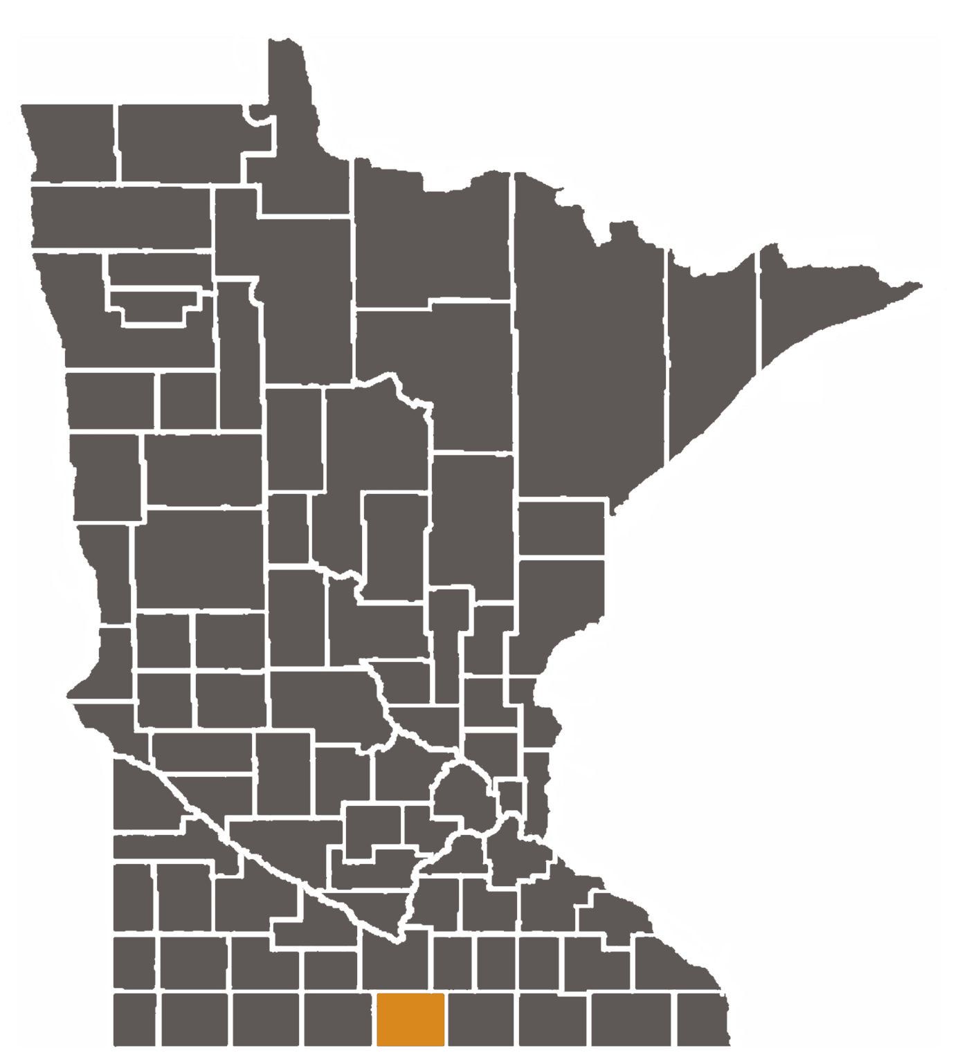 Minnesota map with Faribault County highlighted.