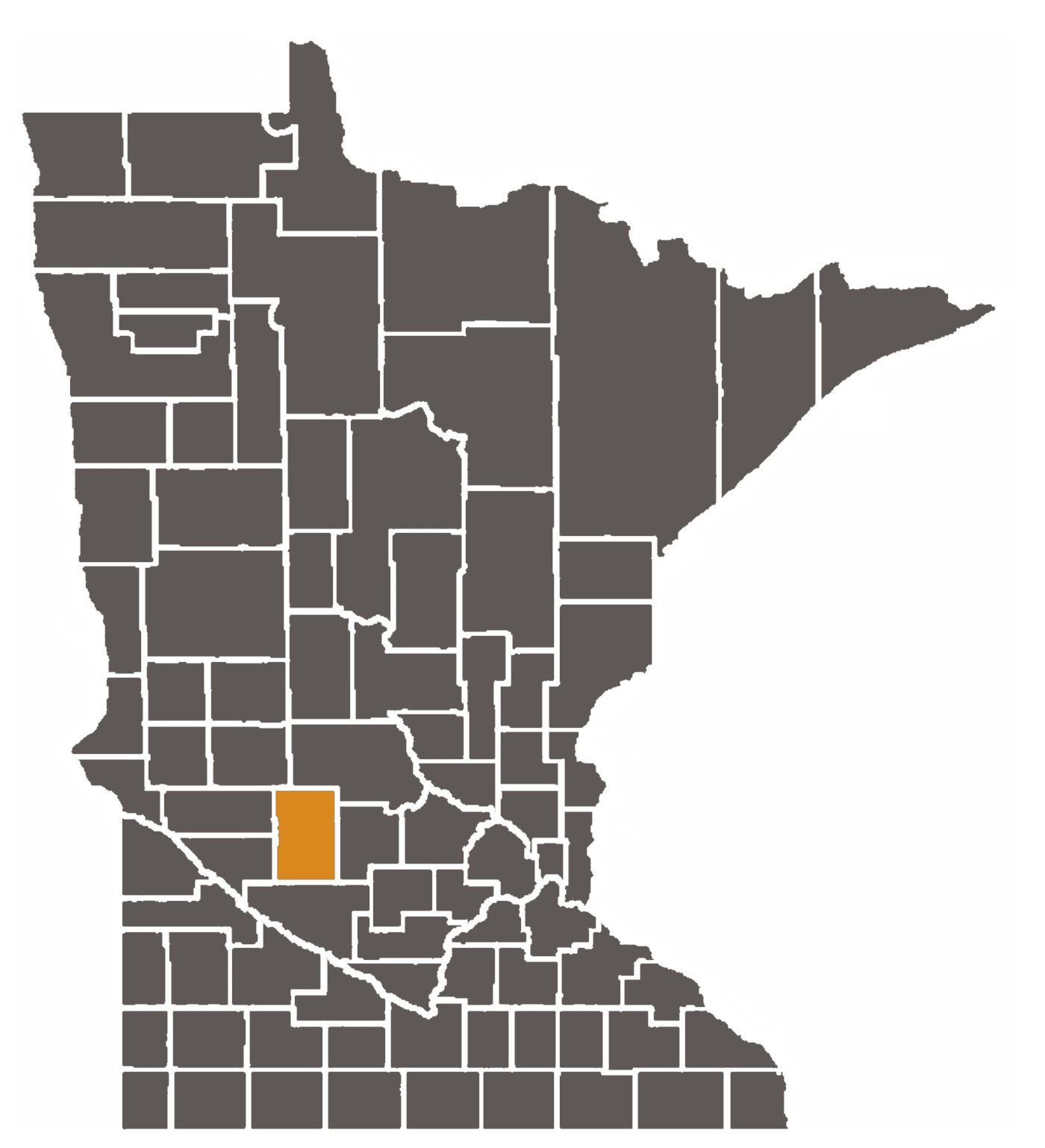 Minnesota map with Kandiyohi County highlighted.
