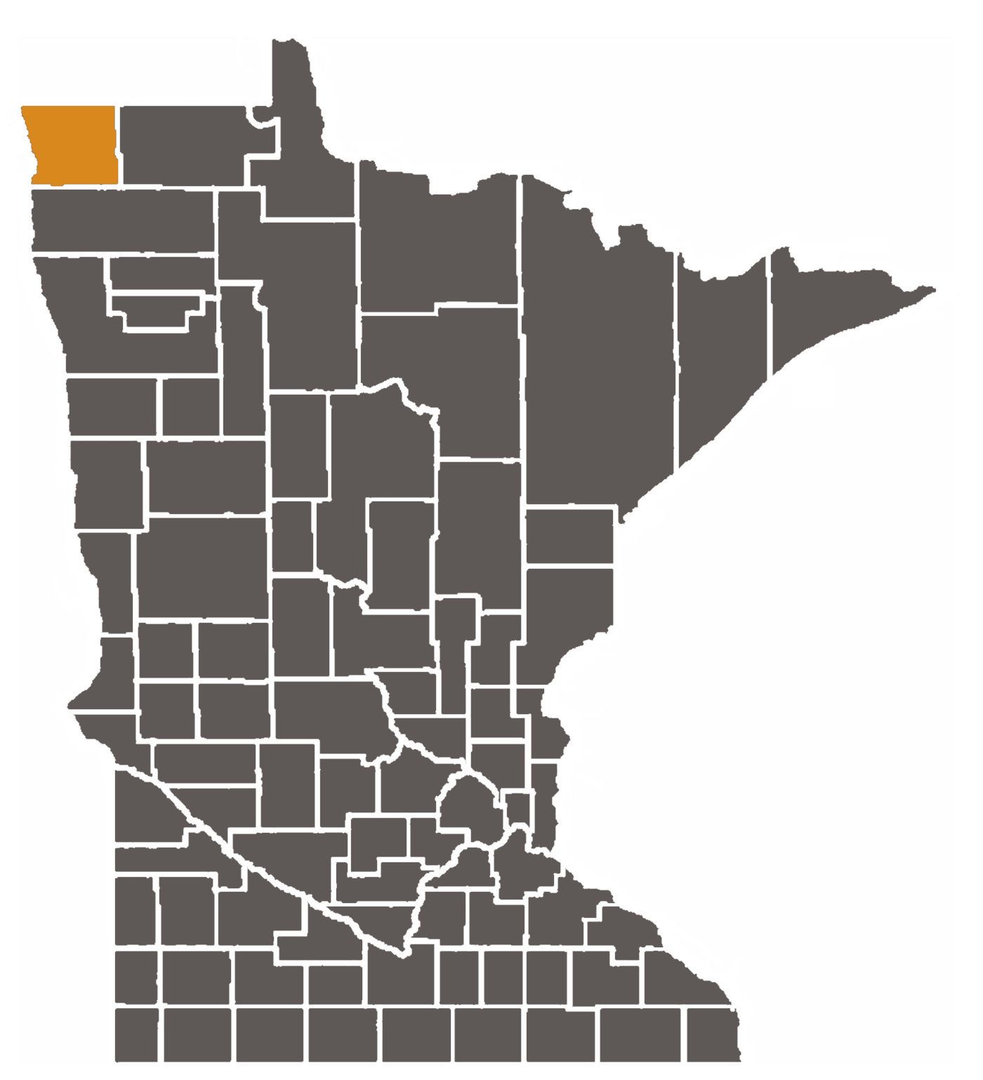Minnesota map with Kittson County highlighted.