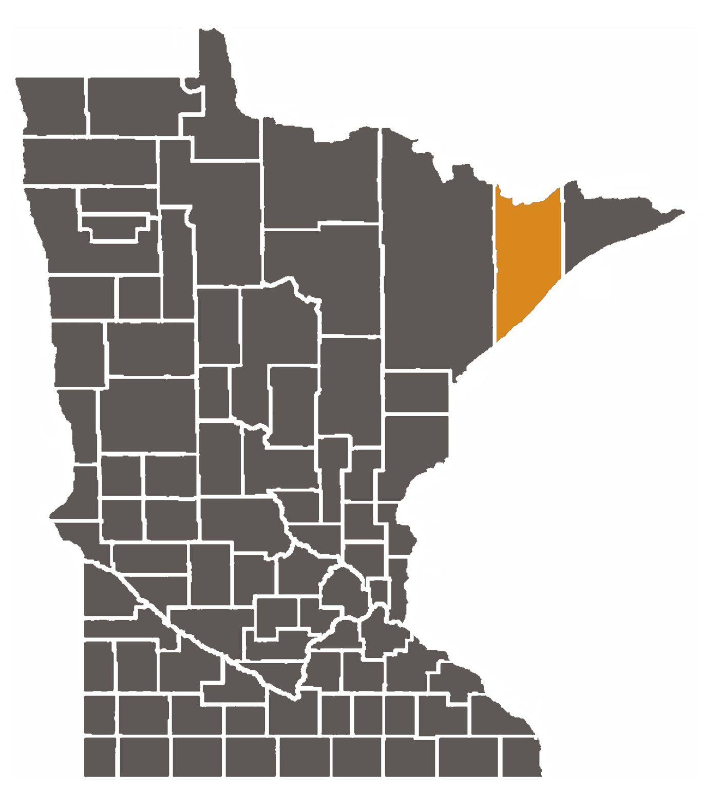 Minnesota map with Lake County highlighted