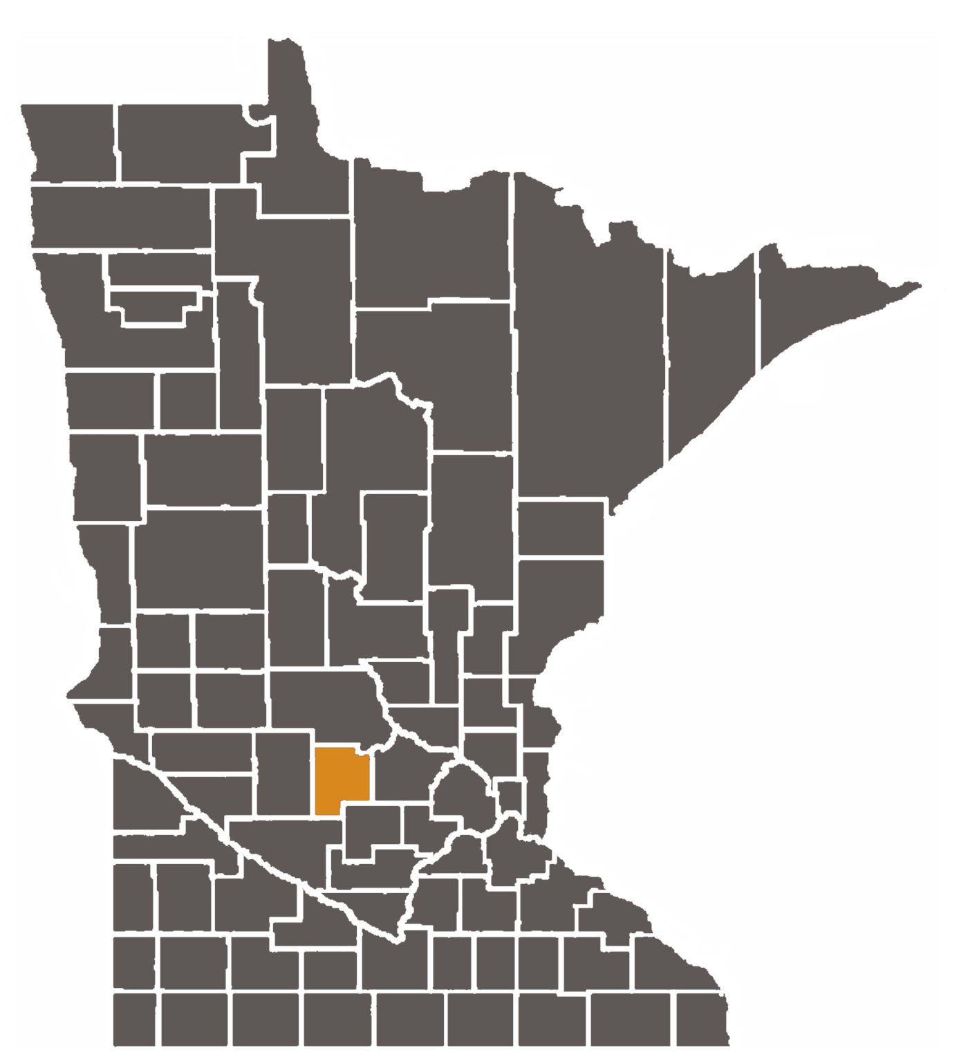 Minnesota map with Meeker County highlighted