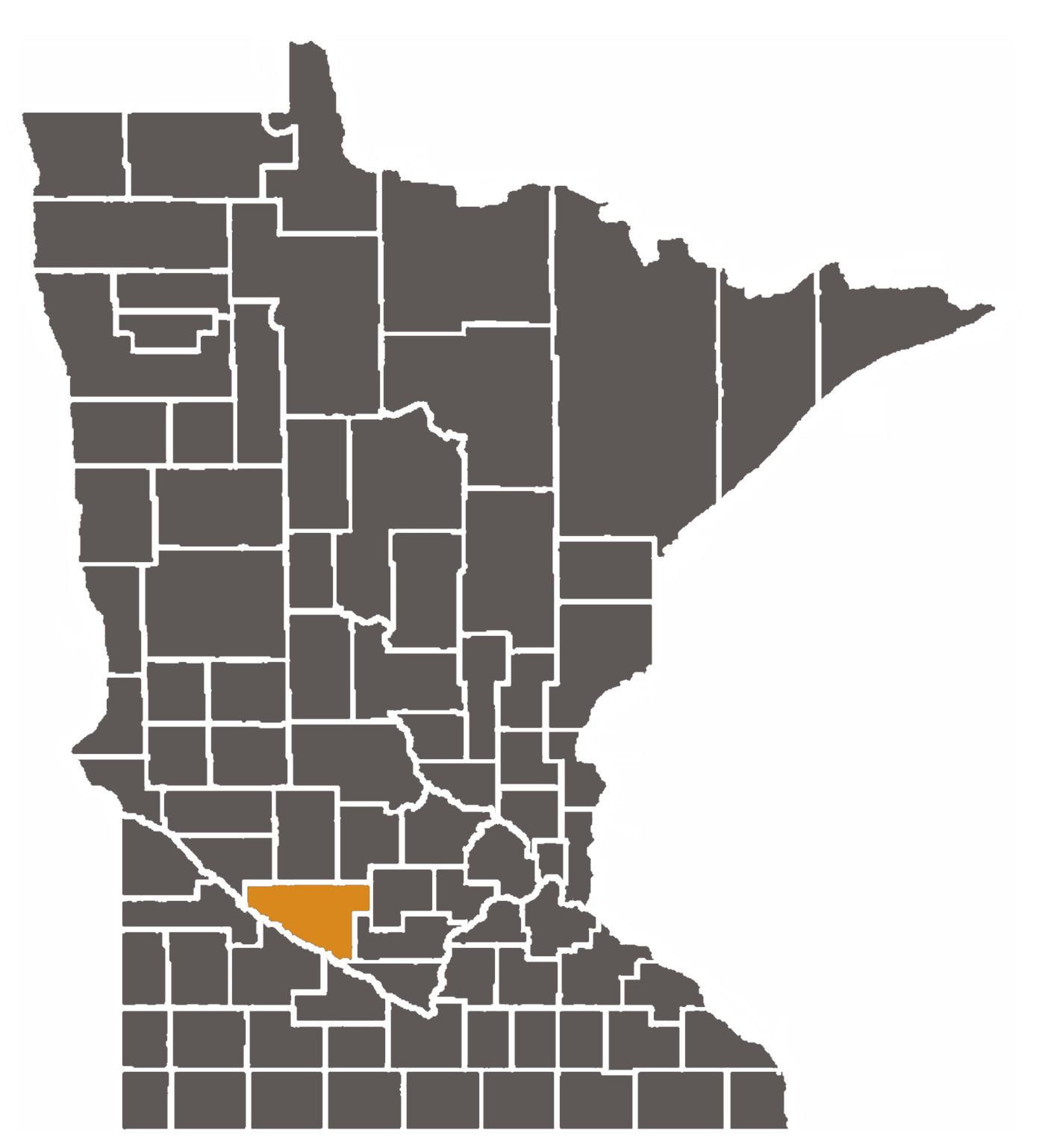 Minnesota map with Renville County highlighted.