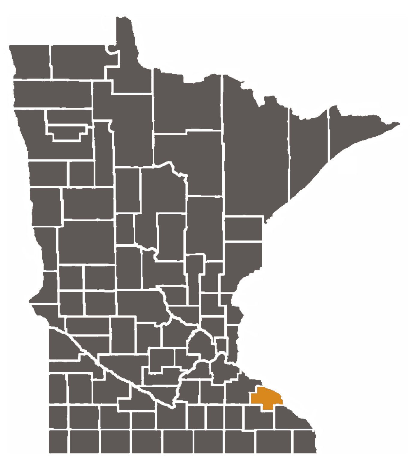 Minnesota map with Wabasha County highlighted.