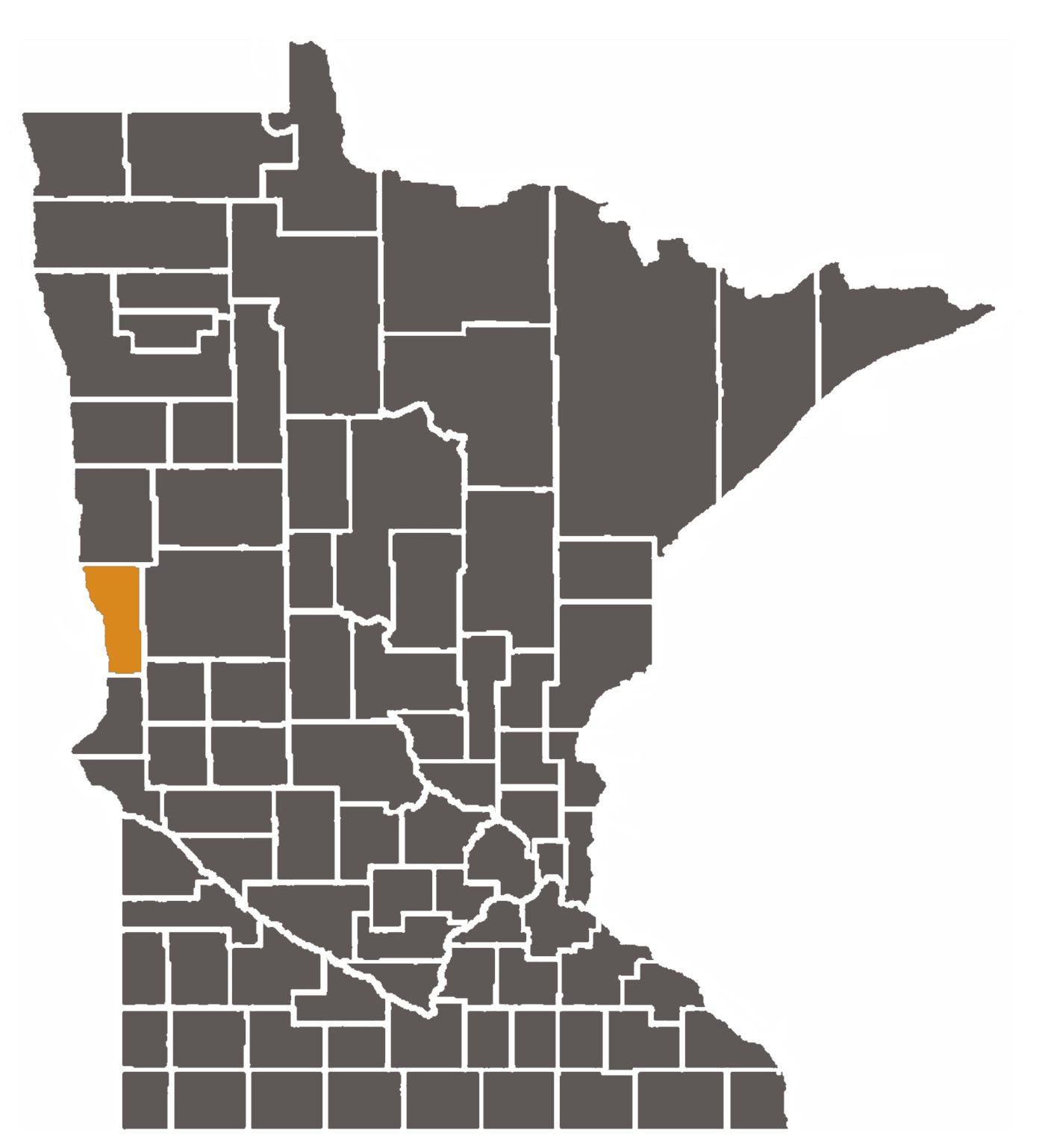 Minnesota map with Wilkin County highlighted.