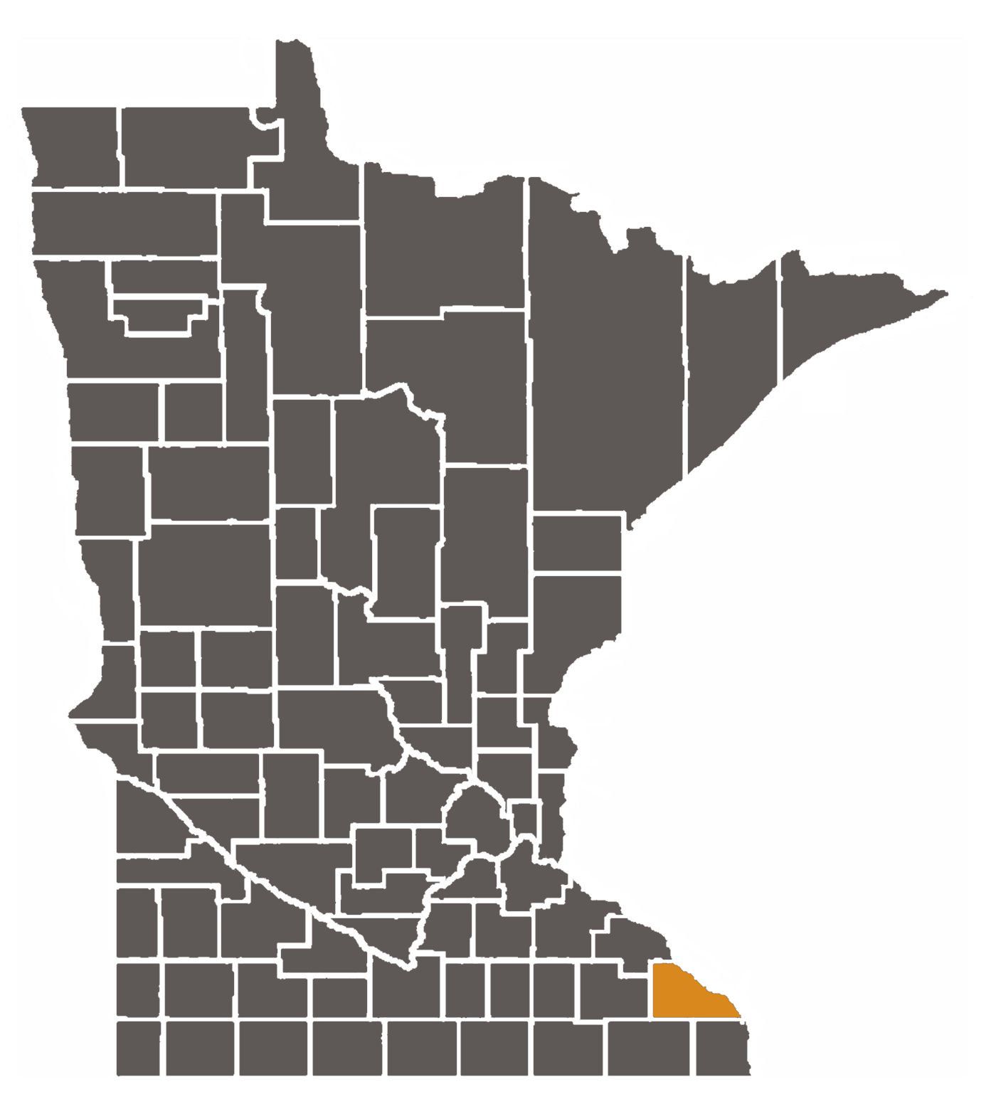 Minnesota map with Winona County highlighted.