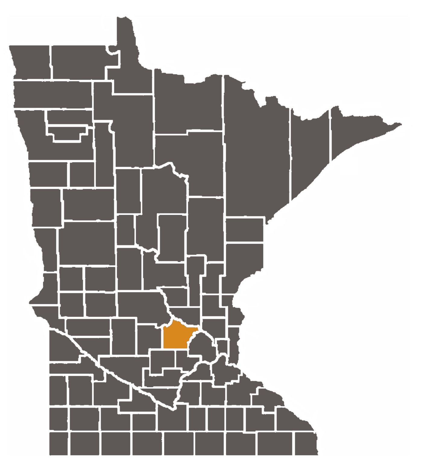 Minnesota map with Wright County highlighted.